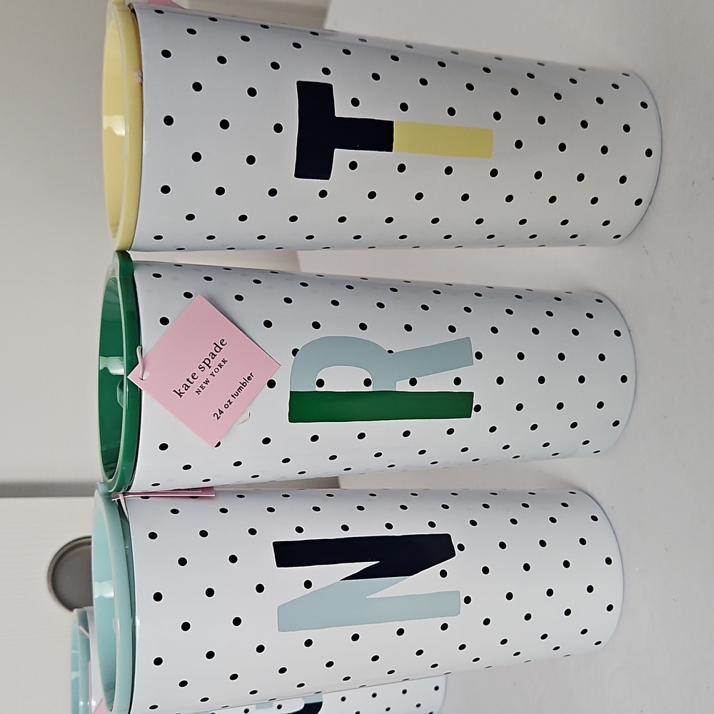 Kate Spade NWT Stainless Steel Alphabet Tumblers - Picture 4 of 8